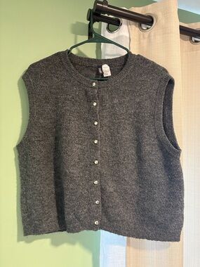 H&M Dark Gray Sleeveless Knit Vest with Buttons